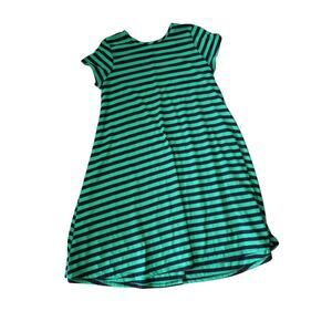Poof New York Juniors size M Lightwieght Green and Black Striped Dress